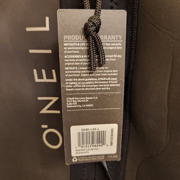 O'Neill Reactor 3/2mm Back Zip Full Wetsuit - Men's - Large / Black/Slate - Picture 8 of 10